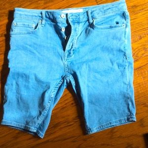 Mens Topman stretch skinny button up shorts